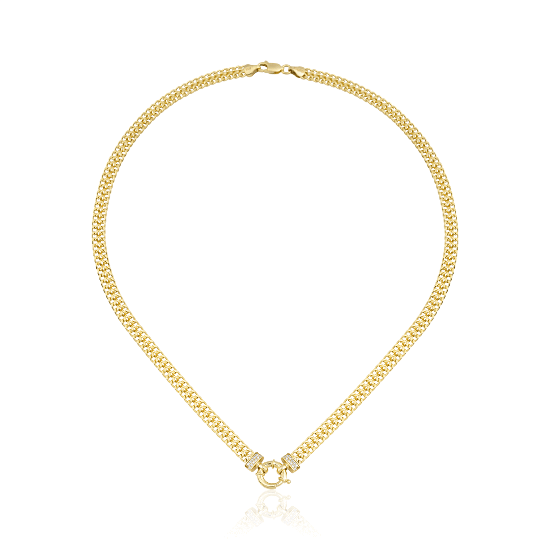 Taşlı İçi Boş Çiftli Gurmet Zincir Kolye