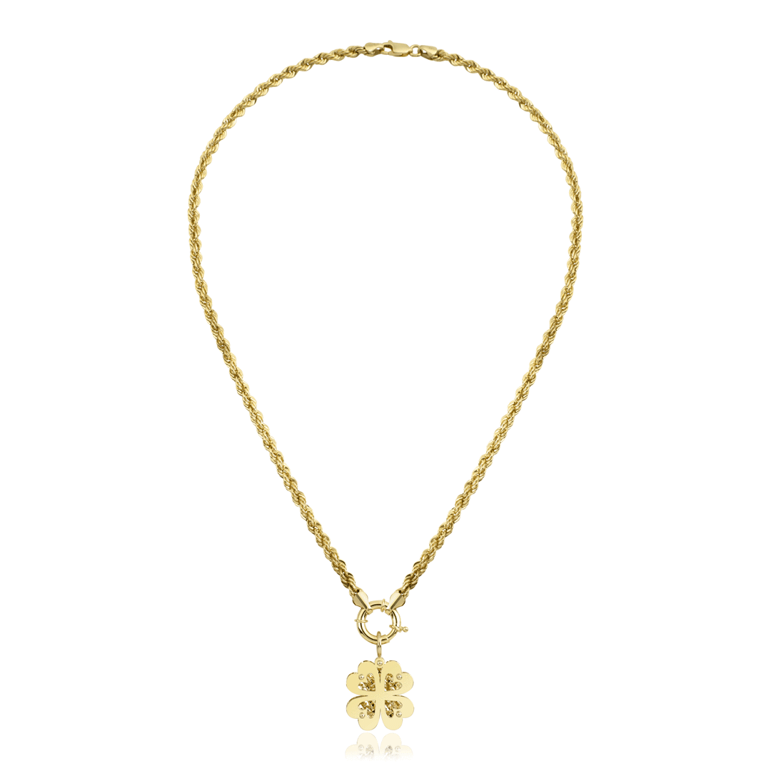 Dört Yaprak Yonca Altın Kolye