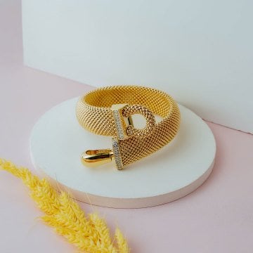 Kalın Hasır Taşlı Bileklik