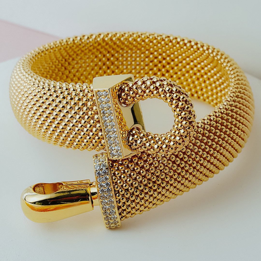 Kalın Hasır Taşlı Bileklik