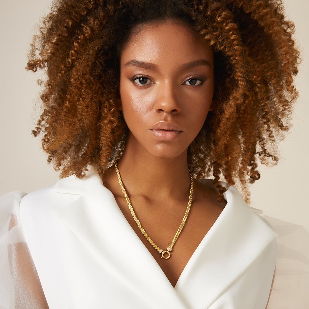 Çift Halat Taşlı Zincir Kolye