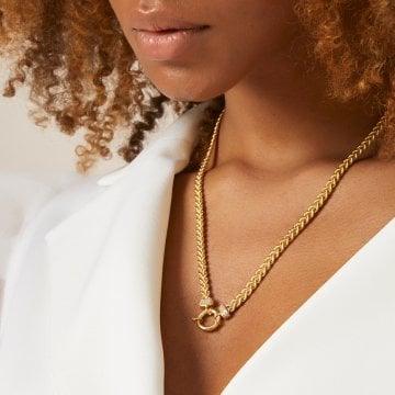 Çift Halat Taşlı Zincir Kolye