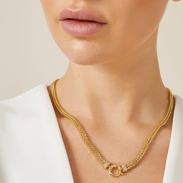 Double Sıralı Taşlı Kolye