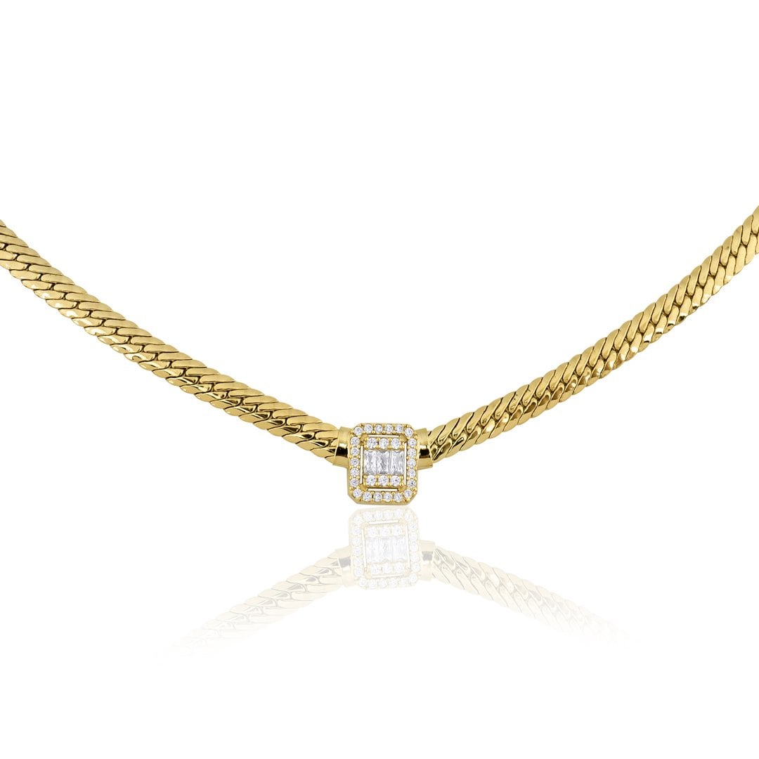 Baget Taşlı Balıksırtı Kolye