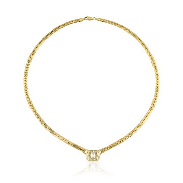 Baget Beyaz Taşlı Balıksırtı Kolye