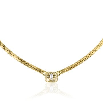 Baget Beyaz Taşlı Balıksırtı Kolye