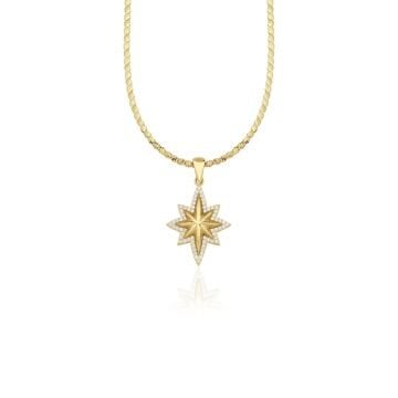 Taş Detaylı Kuzey Yıldızı Altın Kolye